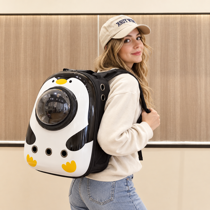 Cartoon Space Capsule Pet Backpack | 12‑Hole Ventilation Cat Dog Carrier